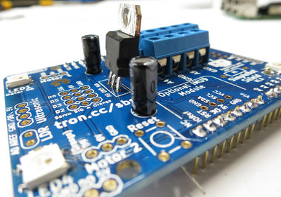 SimpleBot regulator and capacitors placed.jpg